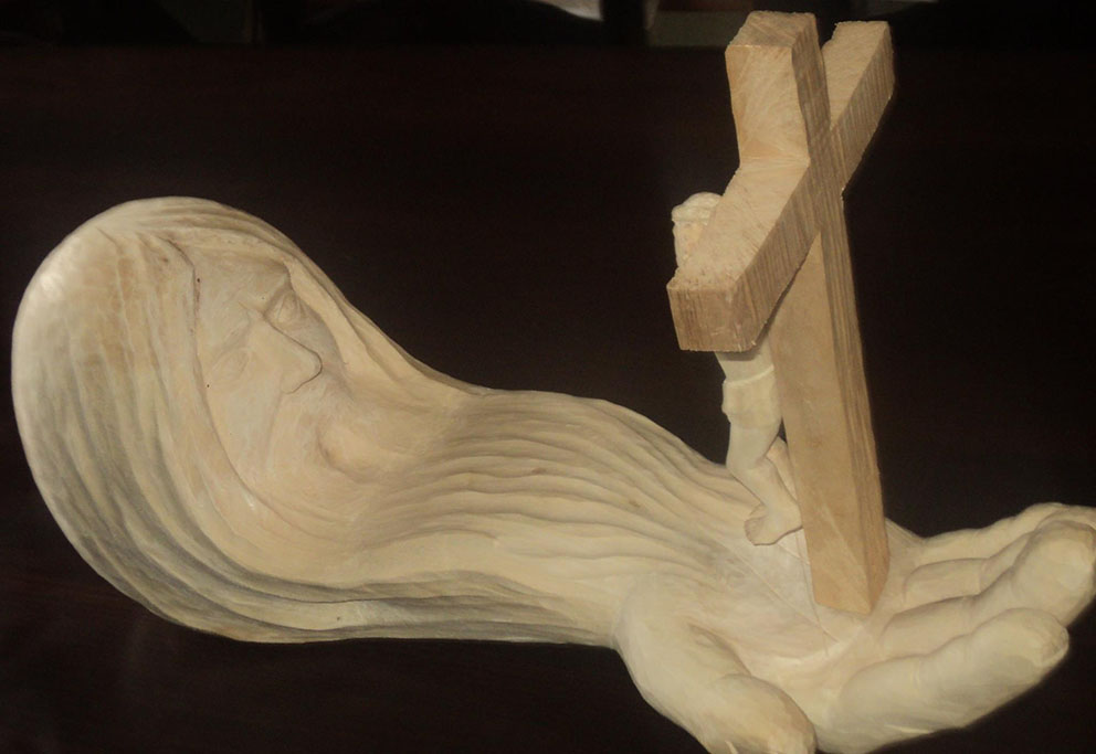 «Батько і син». 2013. Дерево, різьблення